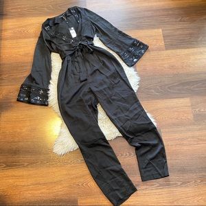 NWT BCBGMAXAZRIA Belted Sequined Jumpsuit